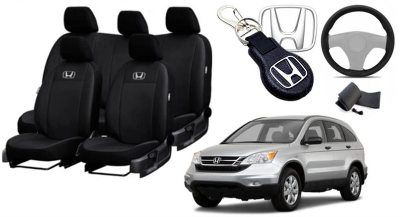 Imagem de Kit Premium Elegante Honda CR-V 1995-2012 + Volante + Chaveiro Couro