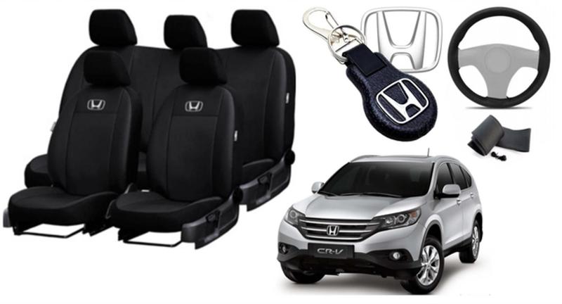 Imagem de Kit Premium Elegante Honda CR-V 2012-2018 + Volante + Chaveiro Couro