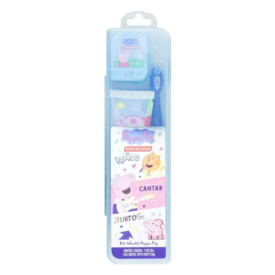 Imagem de Kit Premium Peppa Pig DentalClean Escova Fio Gel Tutti Frutti - Azul