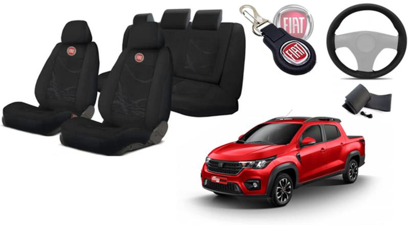 Imagem de Kit Premium Strada 2019-2024 + Capa Volante + Chaveiro Fiat - Conjunto