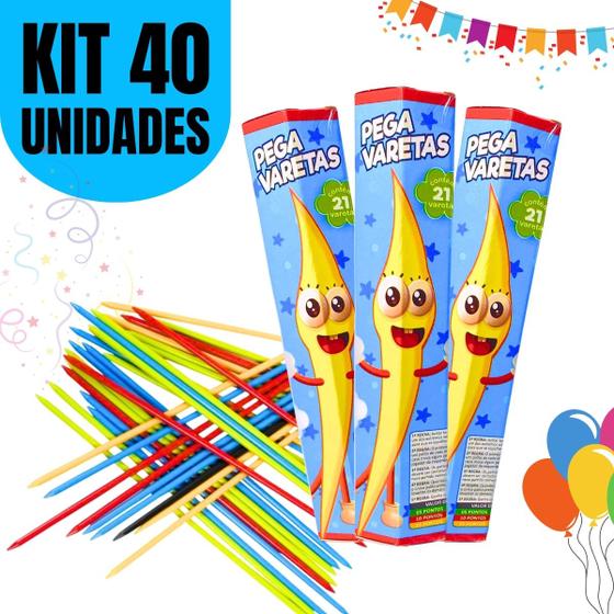 Imagem de Kit Prenda 40 Caixa Jogos Pega Vareta Lembrancinha Festa Infantil Presente Brinquedo Aniversário Criança