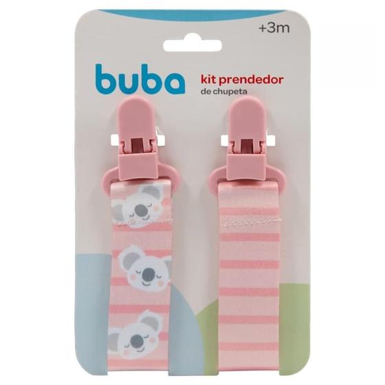 Imagem de Kit Prendedor Chupeta Buba C/2 +3m Feminino Rosa/Coala 14496