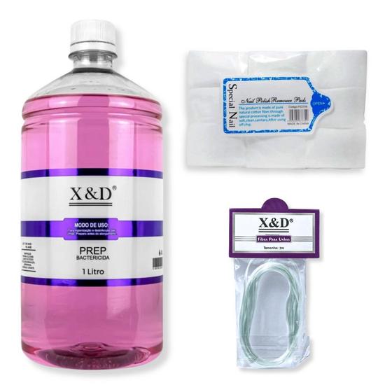 Imagem de Kit Prep 1 Litro + Algodão Prensado + Fibra de 2m, Unhas Gel Acringel Proficional Para Manicure Nail Designer