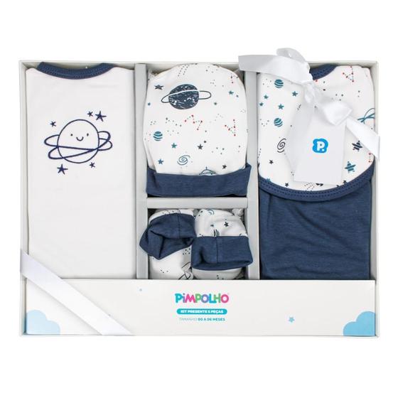 Kit Presente Bebê Menino 5 Peças 00-06 Meses Pimpolho 9499 Imagem de Kit Presente Bebê Menino 5 Peças 00-06 Meses Pimpolho 9499