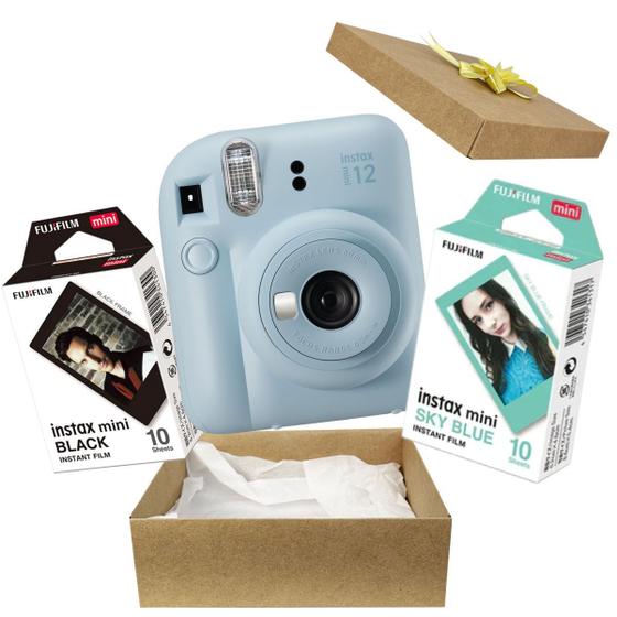 Imagem de Kit Presente Câmera Instax Mini 12 Com Filme Preto + Filme Sky blue Azul