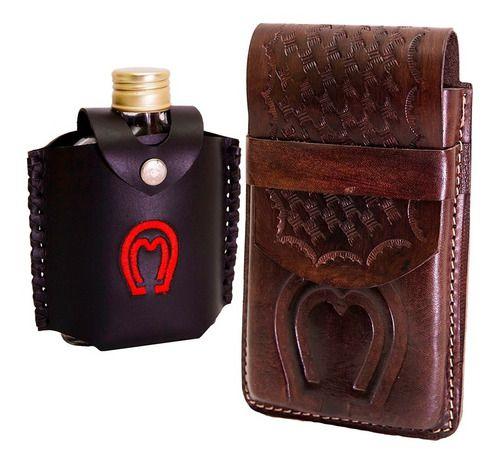Kit Presente Cantil De Bolso Country + Capa De Couro Country Menor preço em Kit Presente Cantil De Bolso Country + Capa De Couro Country