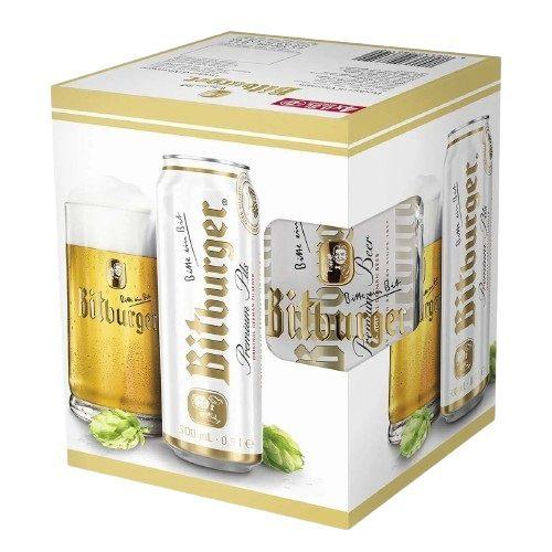 Imagem de Kit Presente Cerveja Bitburger 4 Latas 500ml e 1 Copo 500ml