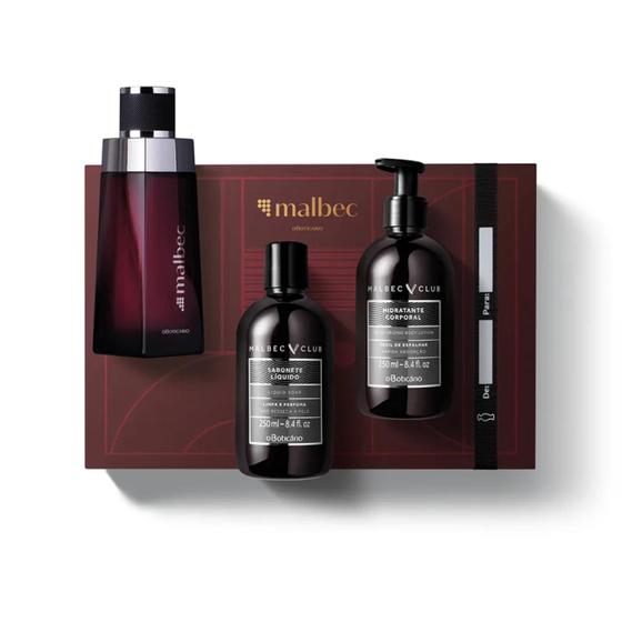 Imagem de Kit Presente Malbec: Desodorante Colônia 100ml + Loção Corporal 250ml + Sabonete Líquido 