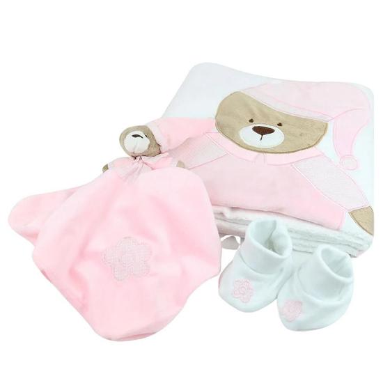 Imagem de Kit Presente Manta Blanket E Sapatinhos Zip Toys Urso