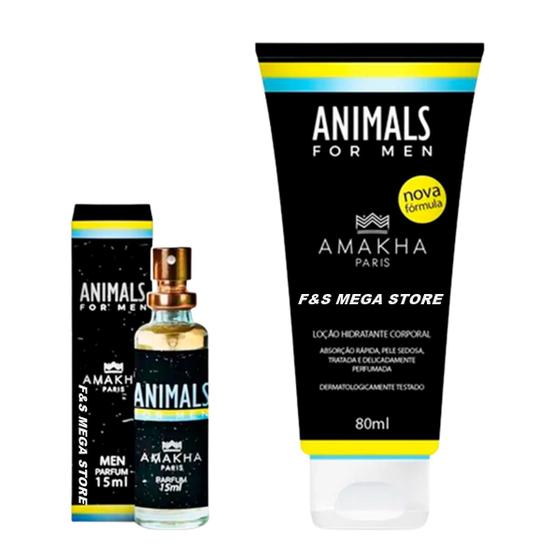 Imagem de Kit Presente Masculino Perfume Hidratante Animals Amakha