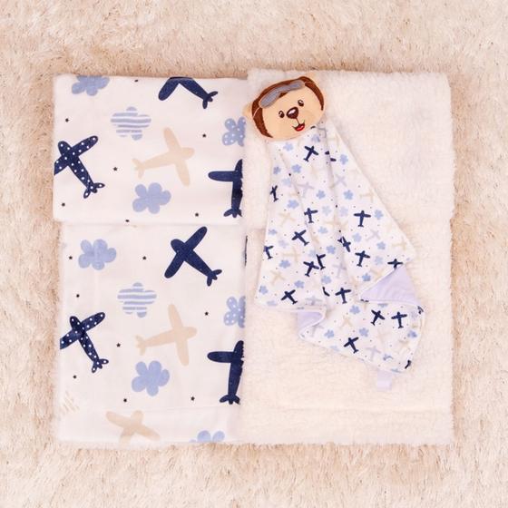 Imagem de Kit Presente Maternidade E Chá De Bebê Naninha Com Cobertor Menino