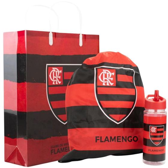 Imagem de Kit Presente Mochila Tipo Saco Garrafa 450Ml Times Flamengo