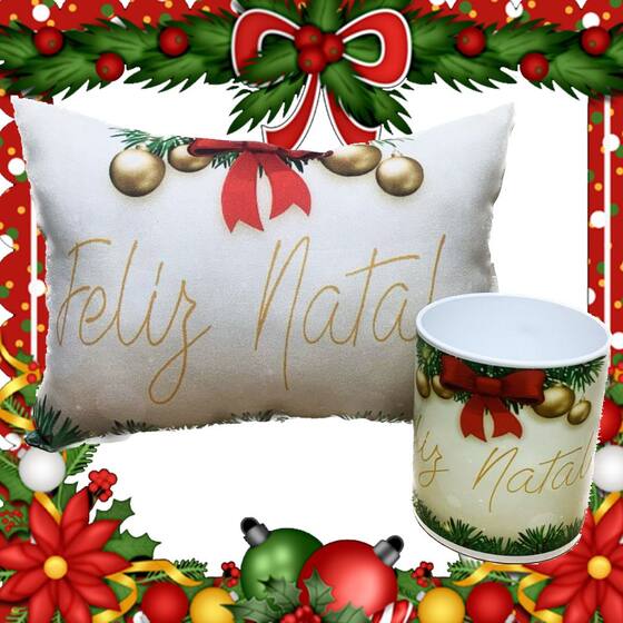 Manuque Kit Presente Para Natal Almofada + Caneca Natalinos Lembrancinha Papai ...