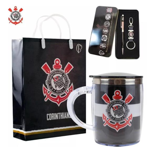 Imagem de Kit Presente Sacola Caneta Caneca Térmica 450ML Corinthians