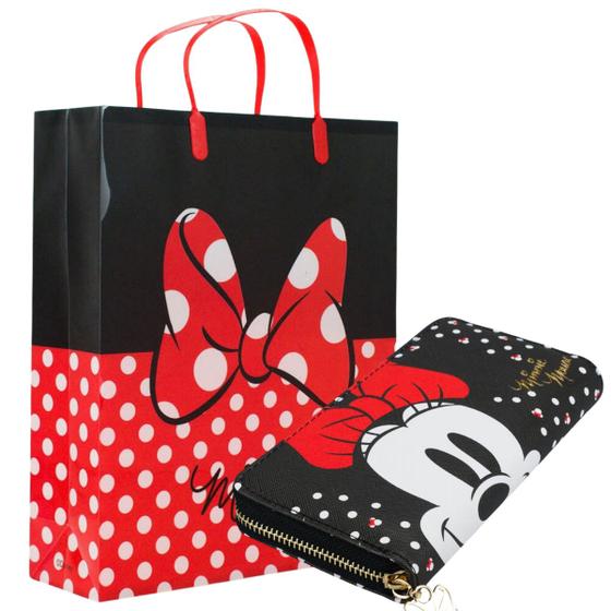 Imagem de Kit Presente Sacola Carteira Porta Moeda Minnie Mouse Disney