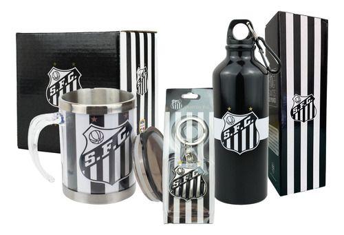 Imagem de Kit Presente Santos Fc Caneca Inox Garrafa Chaveiro Brasão