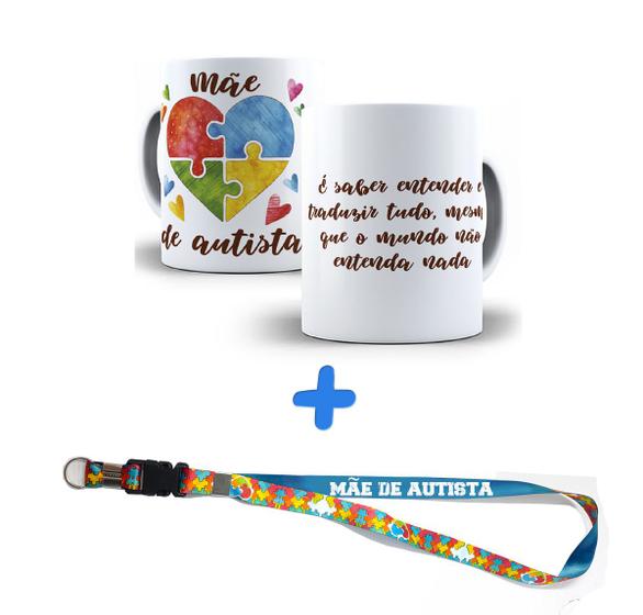 Imagem de Kit Presente Sou Mãe de Autista Com Caneca , Chaveiro e Cordão Puzzle