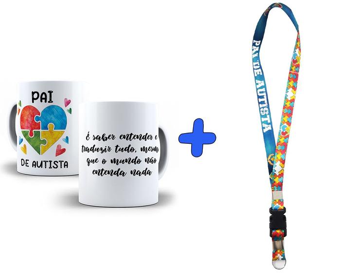 Imagem de Kit Presente Sou Pai de Autista Com Caneca , Chaveiro e Cordão Puzzle