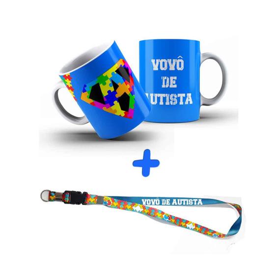 Imagem de Kit Presente Sou Vovô de Autista com Caneca + Chaveiro e Cordão Puzzle