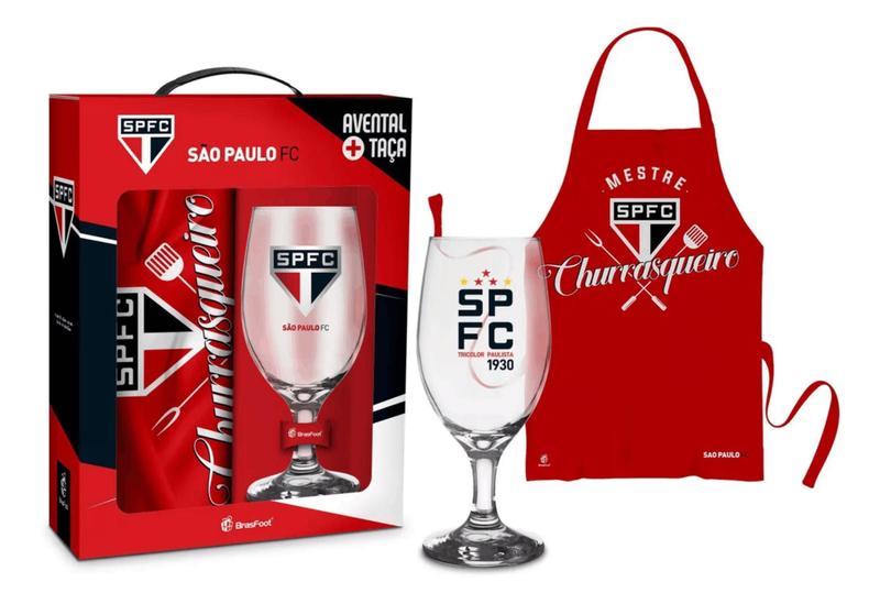 Imagem de Kit Presente Taça 330Ml Com Avental - Time Sao Paulo