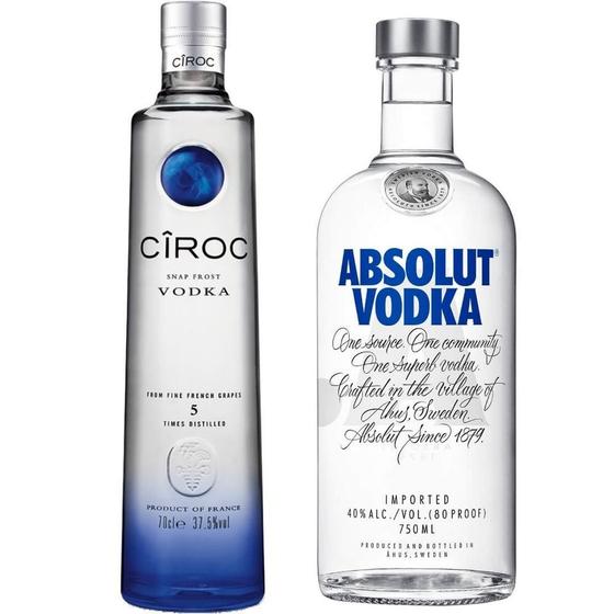 Imagem de Kit Presente Vodka Ciroc 750ml + Vodka Tradicional 750ml