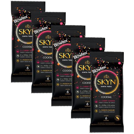 Imagem de Kit Preservativos com 5 Pacotes SKYN Cocktail com 6 unidades