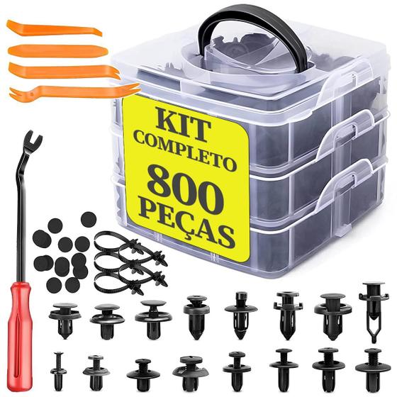 Imagem de Kit Presilhas Grampo de Nylon Automotiva Universal 800 Peças