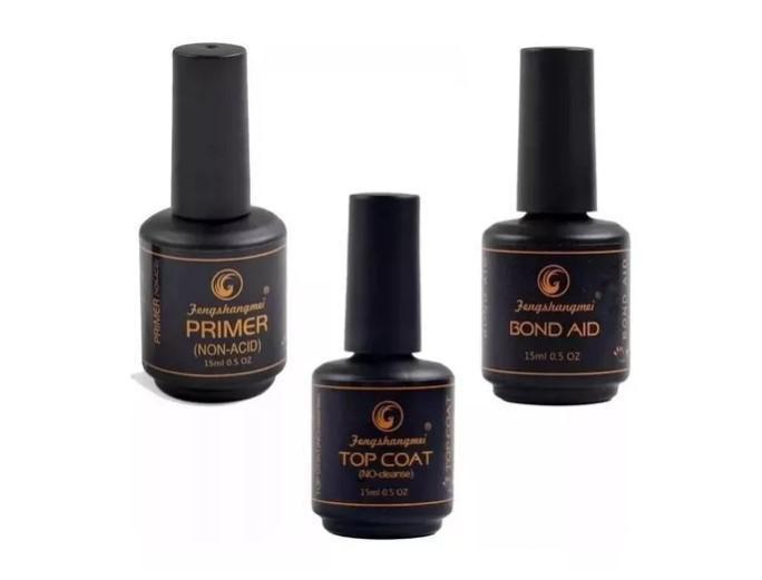 Kit Pretinho Poder Top Coat + Primer + Desidratador Bond Aid