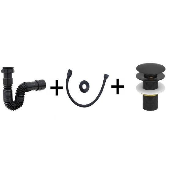 Imagem de Kit Preto/Black Válvula Click + Sifão + Engate Flexível