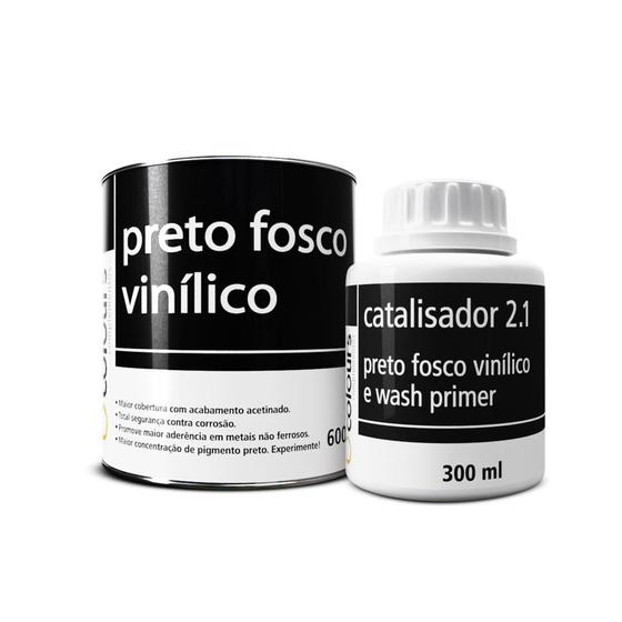 Imagem de Kit preto fosco vinilico 600ml + catalisador 300ml maxi rubber 