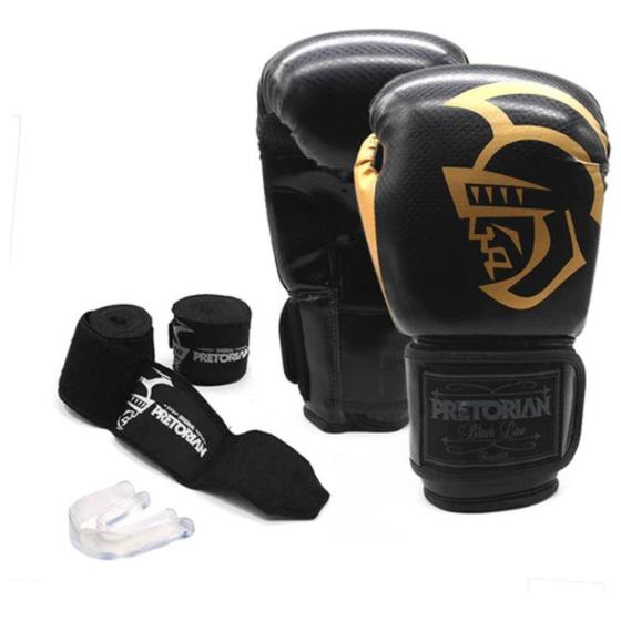 Imagem de Kit Pretorian Boxe Muay Thai Black Line Band + Protetor Buca