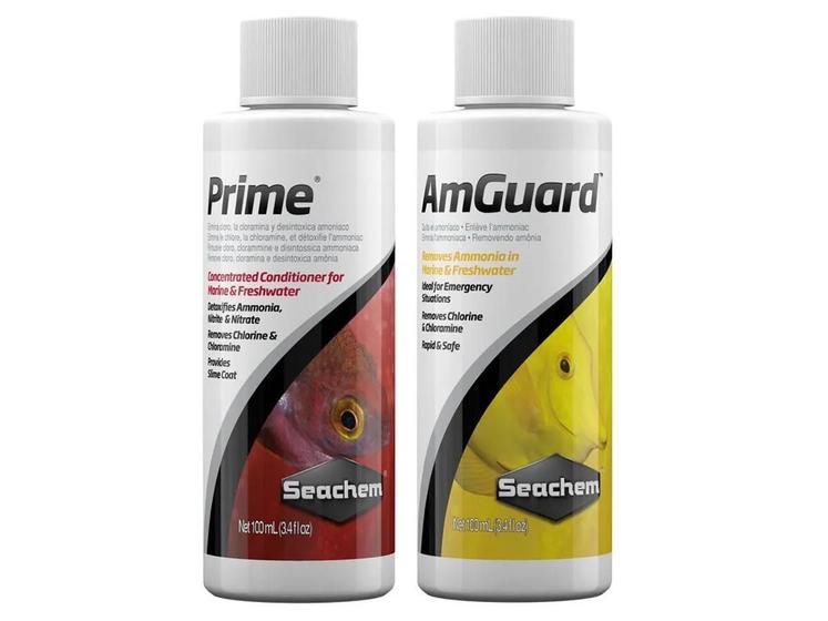 Imagem de Kit Prime Amguard Seachem Remove Cloro Amônia Aquário 100Ml