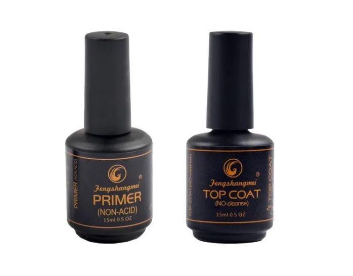Kit Primer Pretinho Poder Fengshangmei Top Coat + Primer Unhas e
