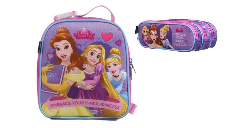 Imagem de Kit Princesas Disney Lancheira + Estojo Triplo