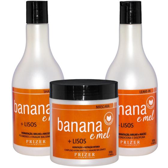 Imagem de Kit Prizer Cosmetics + Lisos Banana E Mel 550Ml- 03 Passos