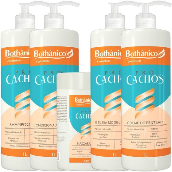 Imagem de Kit Pró Cachos Completo 5 Itens 1L Bothanico