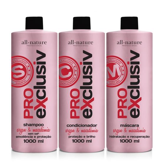 Imagem de Kit Pro Exclusiv All Nature Tratamento Força Nutrição com Argan e Macadâmia1000ml