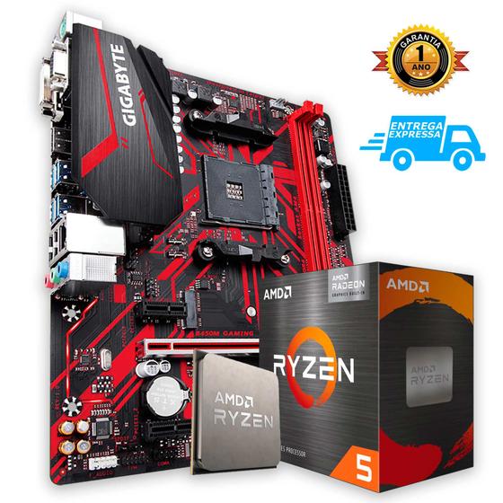 Kit Processador AMD Ryzen 5 5600G Placa mãe Gigabyte B450M Menor preço em Kit Processador AMD Ryzen 5 5600G Placa mãe Gigabyte B450M