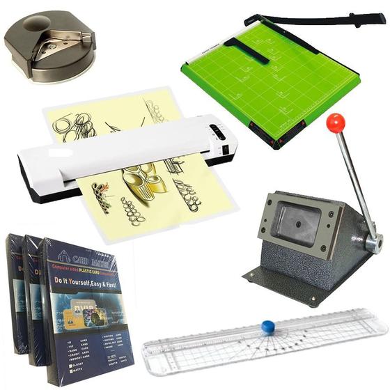 Kit Produção de Cracha Plastificadora Guilhotina refiladora canteadeira Menor preço em Kit Produção de Cracha Plastificadora Guilhotina refiladora canteadeira