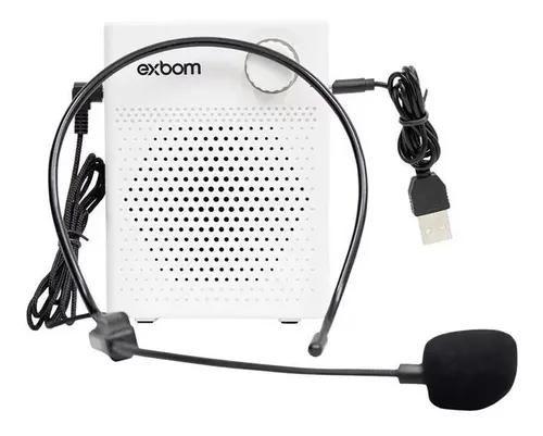 Imagem de Kit Professor Palestrante Megafone c/ Microfone Amplificador Branco -- Bluetooth -- Exbom