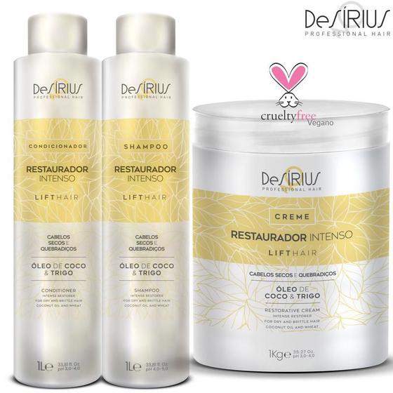 Imagem de kit profissional desiKit Shampoo Condicionador e Mascara Profissional De Sírius Reconstrutor Intenso