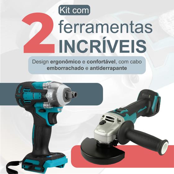 Kit Profissional Lixadeira Chave De Impacto 48v Com 2 Baterias Linha Premium - Roohs Malibu Presentes