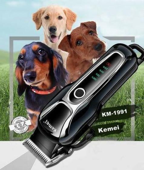 Imagem de Kit  Profissional Maquina De Tosa Aparadora Alicate Tesoura Pente  Cachorro Kemei 1991