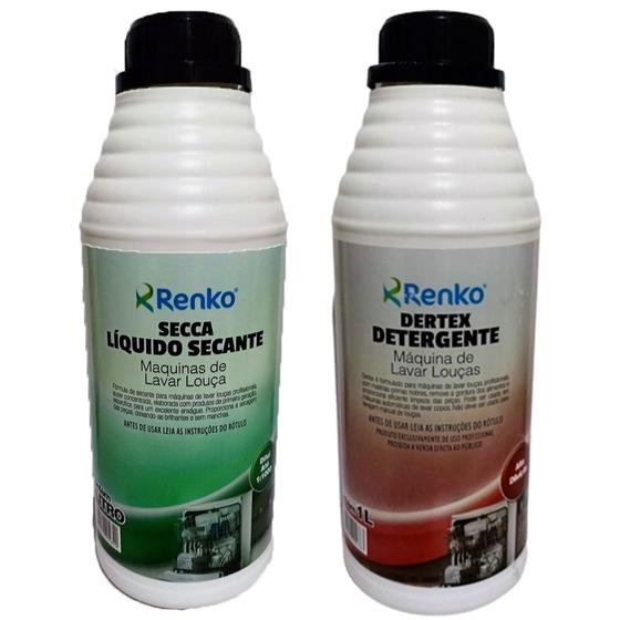 Imagem de Kit profissional para máquinas de lavar louça secca + dertex renko 1l