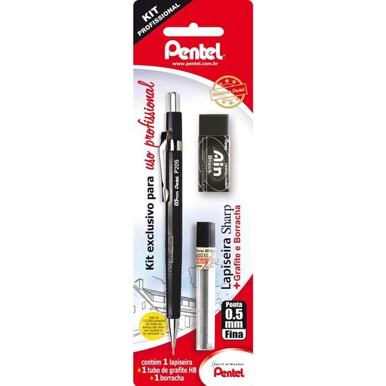 Kit Profissional Pentel SM/P207-AMBP Lapiseira0,7mm+Grafite+Borracha Menor preço em Kit Profissional Pentel SM/P207-AMBP Lapiseira0,7mm+Grafite+Borracha