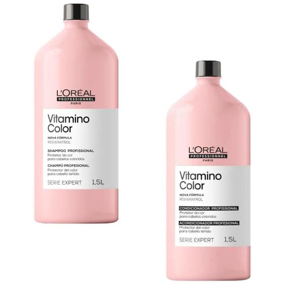 Imagem de Kit Profissional Shampoo e Condicionador Loreal Vitamino Color 1,5l - Cabelos Coloridos