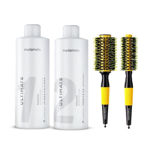 Imagem de KIT PROGRESSIVA ULTIMATE 1L + ESCOVA THERMAL CERAMIC YELLOW 65mm + 47mm