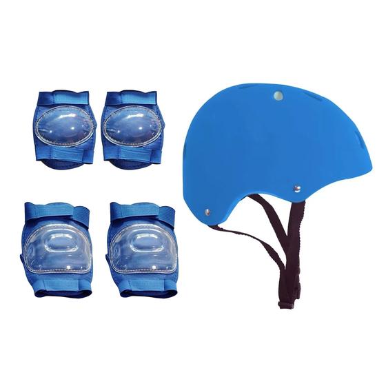 Imagem de Kit Proteção Capacete Infantil Para Uso Patinete Skate Joelheira Cotoveleira Munhequeira