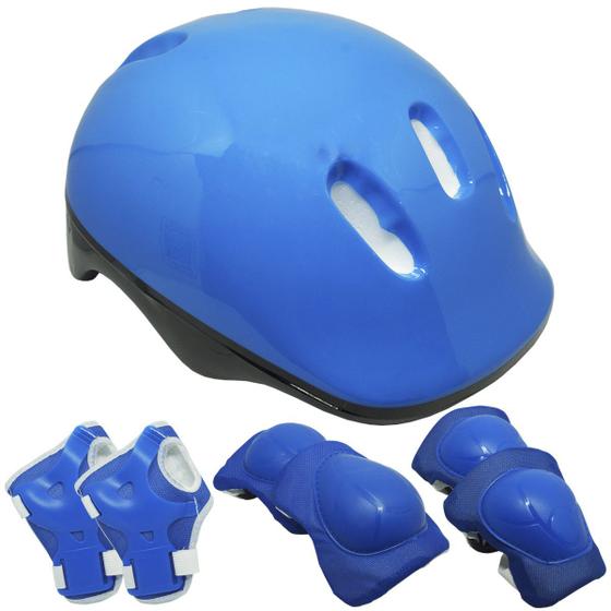 Imagem de Kit Proteção Infantil Capacete Patins Skate Bicicleta Acessórios Menino Azul Importway Bw-106AZ