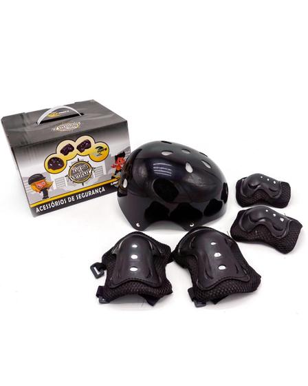 Imagem de Kit Proteção Infantil + Capacete Preto - Tam PP